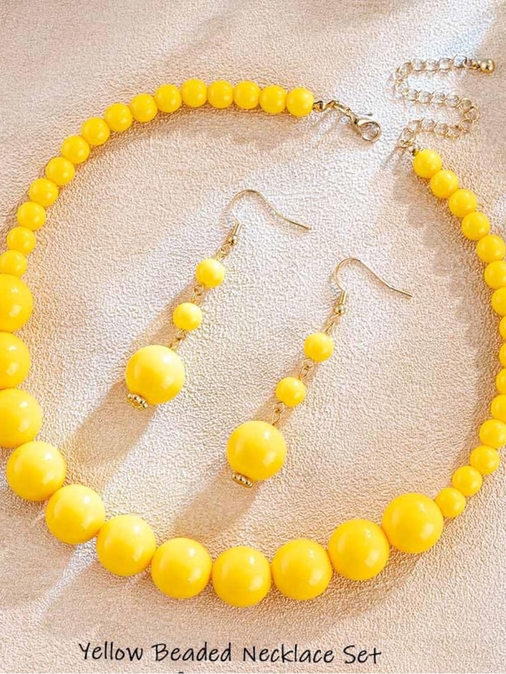 Anthropologie Yellow Beaded Necklace and Drop Earrings Set
